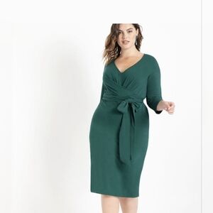 Eloquii Green Wrap Dress – Size 16 – Flattering Fit